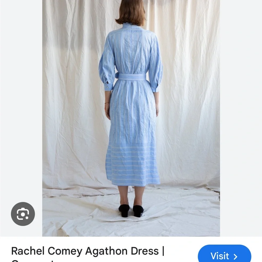 Rachel Comey Blue and White Bishop Sleeve Agathon dress oversized 8 - Picture 2 of 10